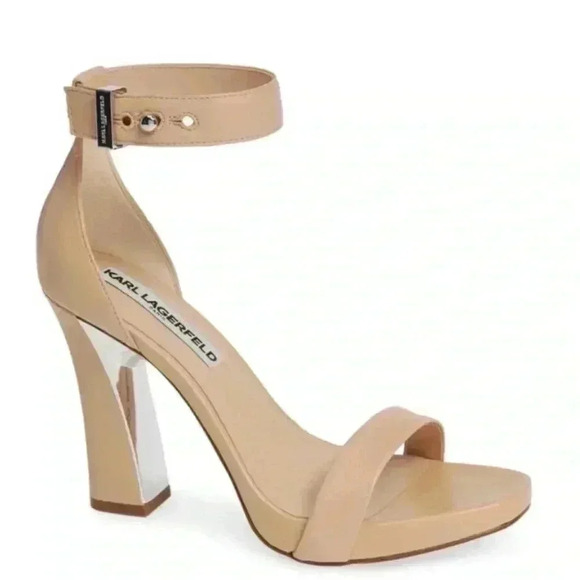 KARA LAGERFELD PARIS Carah Nude Heel Size 8.5 - Picture 1 of 12
